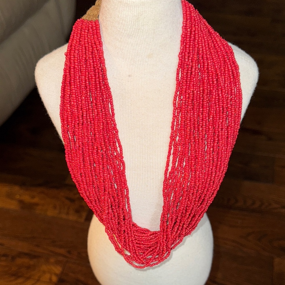 Elegant Red Beaded Necklace